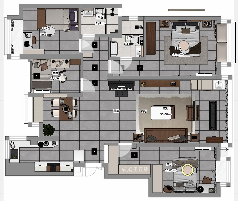 孟宪涛｜高科荣域8-2-303-133㎡-简约中式风格｜4室2厅2卫｜老房装修｜定制家｜全包17